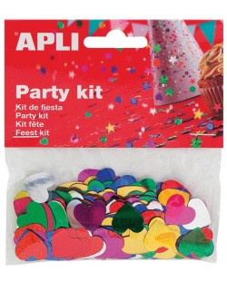 Комплект конфети Apli - Сърца, разноцветни, 15 mm