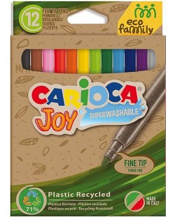 Комплект флумастери Carioca Joy - Eco Family, 12 цвята