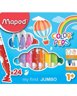 Комплект джъмбо флумастери Maped Color Peps - Early Age, 24 цвята