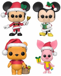 Комплект фигури Funko POP! Disney: Mickey Mouse - Mickey Mouse, Minnie Mouse, Winnie The Pooh, Piglet (Flocked) (Special Edition)