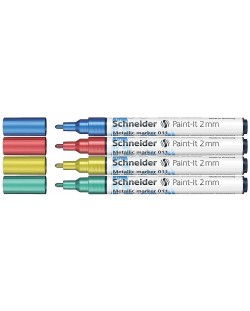 Комплект металически маркери Schneider Paint-It - 011, 2.0 mm, 4 основни цвята