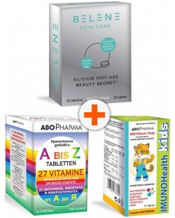 Комплект А до Z + Silicium Anti-Age + Imunohealth Kids, 60 + 30 таблетки + 100 ml, Abo Pharma