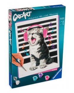 Комплект за рисуване по номера Ravensburger CreArt - Пеещо коте