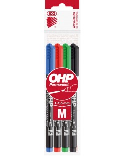 Комплект OHP маркери Ico - 4 цвята, F, 0.5 mm