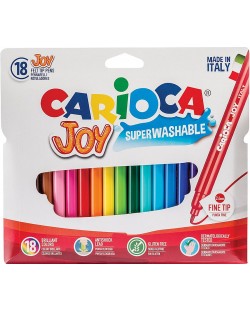 Комплект суперизмиваеми флумастери Carioca Joy - 18 цвята
