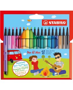 Комплект мини флумастери Stabilo Pen 68 - 18 цвята