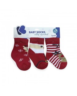 Комплект бебешки термо чорапи KikkaBoo Xmas - Памучни, 0-6 месеца, 3 чифта