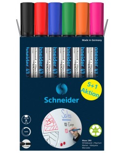 Комплект маркери Schneider Maxx - 290, за бяла дъска и флипчарт, 3 mm, 6 цвята