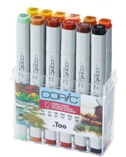 Комплект маркери Too Copic Classic - Есенни тонове, 12 цвята