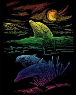 Комплект за гравиране Royal Rainbow - Семейство делфини, 20 х 25 cm