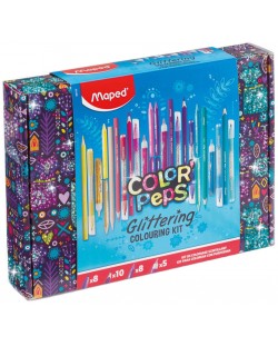 Комплект за оцветяване с блясък Maped Colorpeps Glitter - 31 части