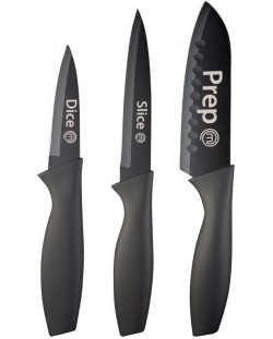 Комплект ножове MasterChef - 3 броя, стомана, PP-TPR, черен