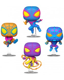 Комплект фигури Funko POP! Marvel: Spider-Man - Miles Morales: Classic Suit, S.T.R.I.K.E. Suit, Bodega Cat Suit, T.R.A.C.K. Suit (Blacklight) (Special Edition)