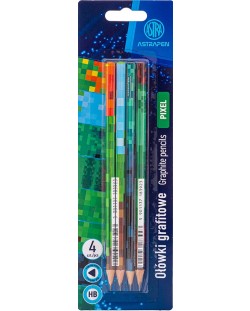 Комплект графитни моливи Astra Astrapen - Pixel, HB, 4 броя