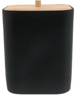 Кош за баня Inter Ceramic - Нинел, 20 x 28 cm, черен/бамбук