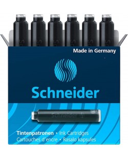 Комплект патрончета за писалка Schneider - Черни, 6 броя