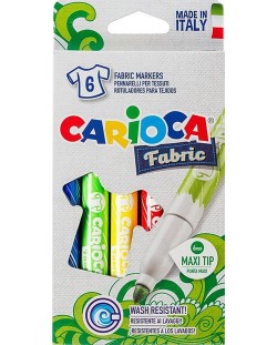 Комплект текстилни маркери Carioca Cromatex - 6 цвята
