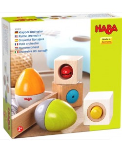 Конструктор Haba - Дървени музикални яйца и кубчета, 5 части