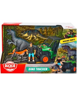 Комплект Dickie Toys - 2 превозни средства и 2 динозавъра