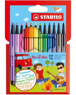 Комплект мини флумастери Stabilo Pen 68 - 12 цвята