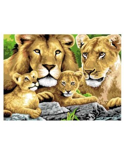 Комплект за рисуване с акрилни бои Royal - Лъвове, 39 х 30 cm