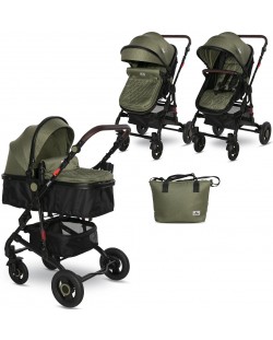 Комбинирана детска количка Lorelli - Alba, Premium, Loden Green