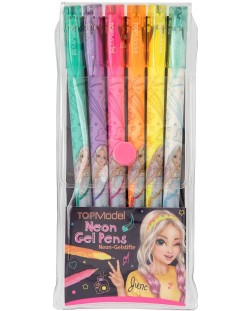 Комплект цветни химикалки Depesche TopModel - Неон, 6 цвята