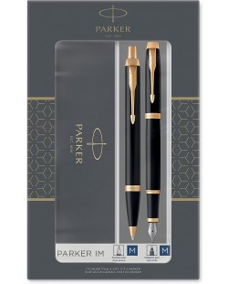 Комплект писалка Parker IM Professionals - С химикалка, златисто покритие, с кутия