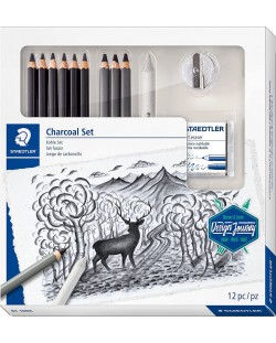 Комплект моливи Staedtler DJ - Charcoal, 12 части