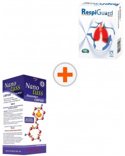 Комплект Nanotuss Сироп за кашлица, ABC Pharma, 150 ml + Respiguard, 10 капсули, Nobel