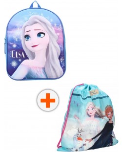 Комплект за детска градина Vadobag Frozen II - Раница и спортна торба, Elsa and Anna