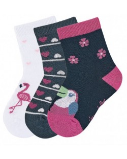 Комплект детски чорапи за момиче Sterntaler - С птици, 19/22, 12-24 месеца,  3 чифта