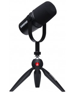 Комплект микрофон и стойка Shure - MV7-K, черен