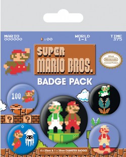 Комплект значки Pyramid -  Super Mario Bros. (Retro)