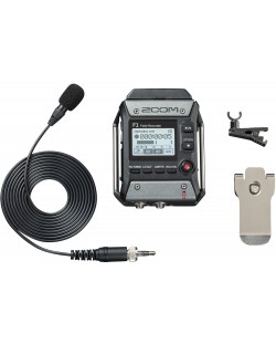Комплект аудио рекордер и микрофон Zoom - F1-LP, черен