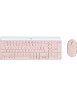 Комплект мишка и клавиатура Logitech - MK470 Slim Combo, безжични, rose