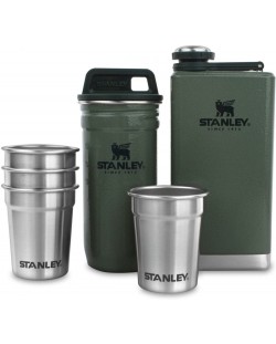 Комплект за шотове Stanley - Pre-Party, манерка, 4 броя чаши, зелен