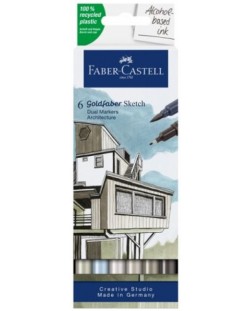 Комплект маркери Faber-Castell Goldfaber Sketch - Architect, 6 цвята