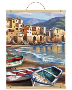 Комплект за рисуване с акрилни бои върху платно Royal - Градски плаж, 31 х 41 cm