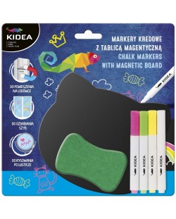 Комплект маркери Kidea - С магнитна дъска и гъба