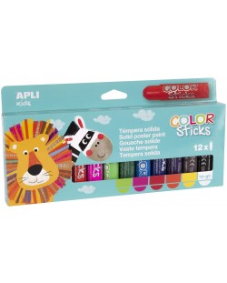 Комплект боички за рисуване APLI Kids - Гваш стик, 12 пастелни цвята
