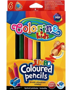 Цветни моливи Jumbo - 6 цвята и острилка