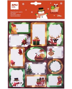 Коледни етикети Apli Kids - Snowflake, 24 броя