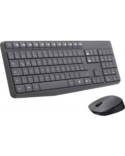 Комплект клавиатура и мишка Logitech - MK235, безжичен, сив