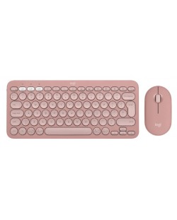 Комплект клавиатура и мишка Logitech - Pebble 2, безжичен, Tonal Rose