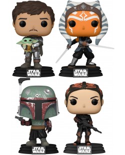 Комплект фигури Funko POP! Television: The Mandalorian - The Mandalorian with Grogu, Ahsoka, Boba Fett, Fennec Shand (Special Edition)