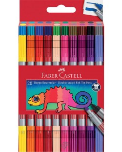 Комплект двувърхи флумастери Faber-Castell - 20 цвята