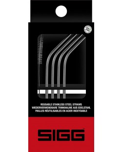 Комплект сламки Sigg – неръждаема стомана, 4 броя