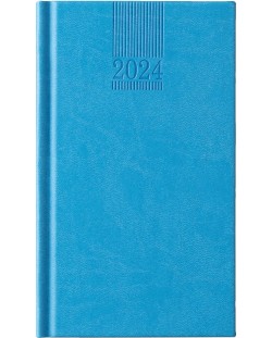Кожен джобен тефтер-седмичник Поло - Светлосин, 2024