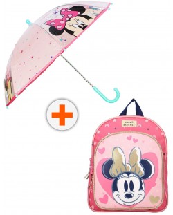 Комплект за детска градина Vadobag Minnie Mouse - Раница и чадър, Little Precious